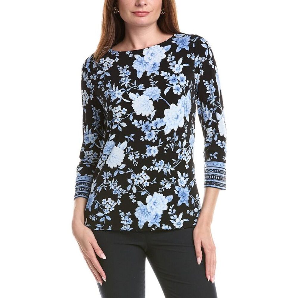 Anne Klein Womens  Banded Boatneck Top, Black